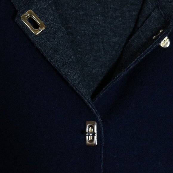 Lauren Ralph Lauren Vintage 90s Navy Wool Gold Toggle Hooded Jacket PM Classic - Picture 5 of 7